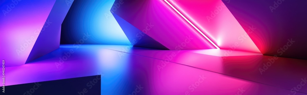 Aufkleber 3d rendering of an abstract geometric background in purple and blue suitable for advertising technol