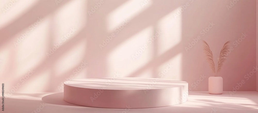 Aufkleber 3d rendering of a minimalistic blank podium inspired by a romantic theme display stand for product p