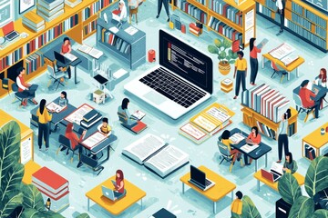 Illustration of educational learning tools set on table created with Generative AI