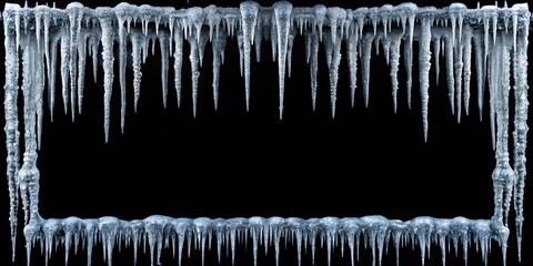 Frozen icicles frame isolated on black background , frozen, icicles, frame, isolated, black background, winter, cold, ice,sharp