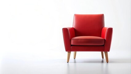 Fototapeta premium Red chair isolated on white background, red, chair, isolated, white, background, furniture, modern, design, comfortable, interior