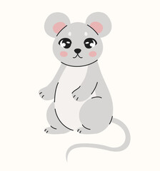 Cartoon character mouse. Flat vector illustration.
