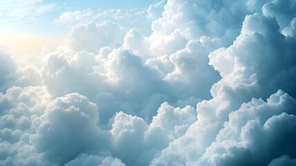 White Fluffy Clouds Blue Sky Background