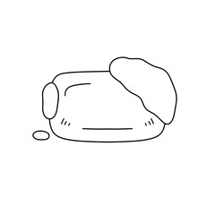 A cartoon of a dog with a bar of soap on its head