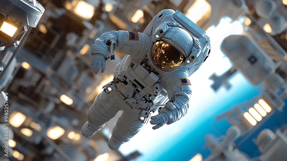 Poster astronaut floating in space