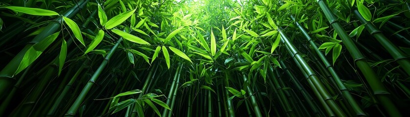 Naklejka premium A 3D Thai bamboo forest with soft lighting, symbolizing the natural landscapes of Thailand.