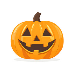 Smiling Orange Halloween Jack-O'-Lantern Pumpkin Cartoon Illustration