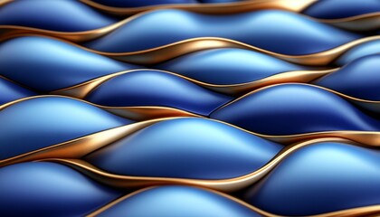 Abstract Blue and Gold Wavy Pattern