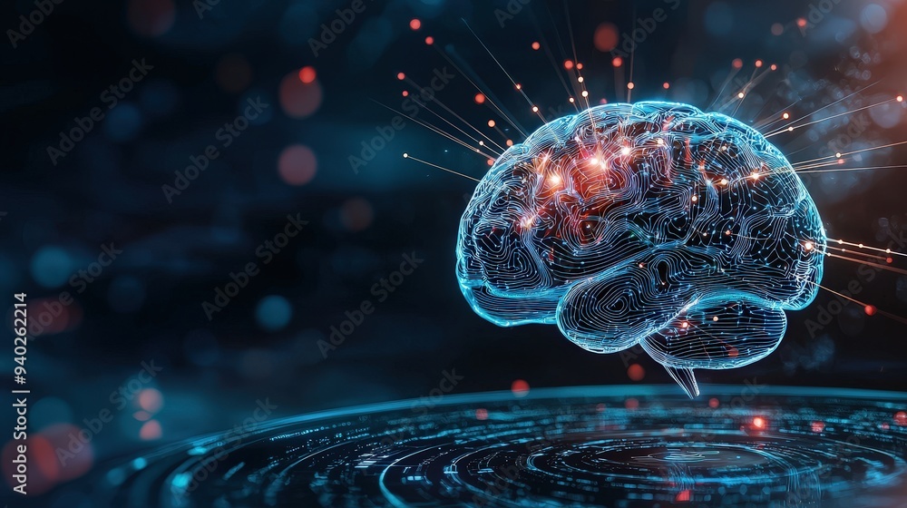 Poster a strong ai brain that represents a search engine
