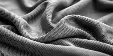 Naklejka premium Close-up monochrome shot of textured cloth, cloth, close-up, monochrome, black and white, fabric, material, texture, pattern