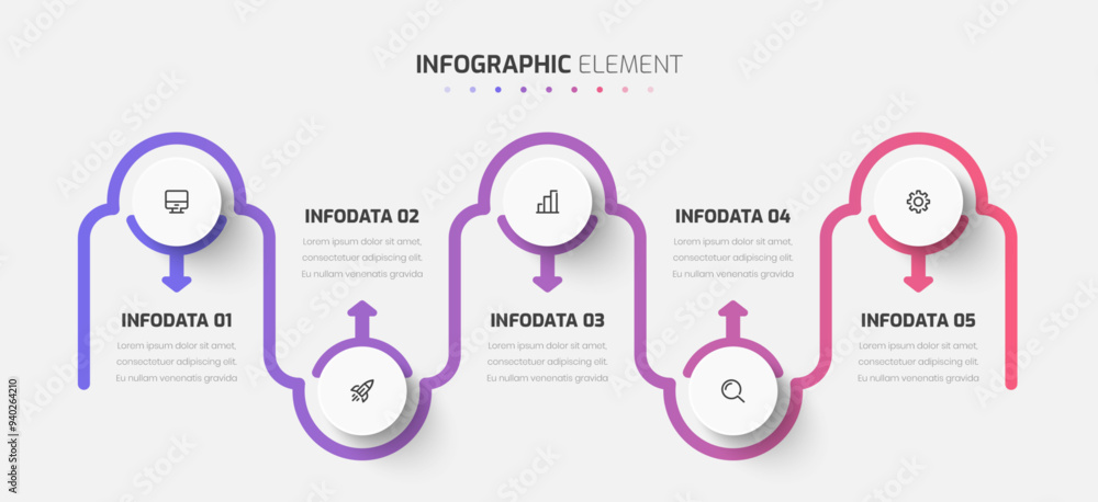 Poster simple gradient business infographic template with circle label 5 numbers suitable for presentation