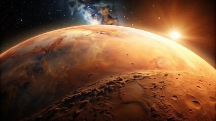 Mars planet surface with dust blowing, Mars, planet, surface, dust, blowing, red, rocky, landscape,