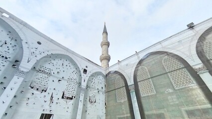 Islamic blue mosque with 6 minarets in Istanbul, Turkey
