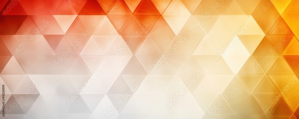 Poster vibrant geometric pattern featuring red, orange, and yellow triangles that create a dynamic and mode