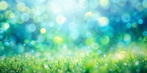 Obraz premium Abstract spring background with blurred green and blue bokeh effect, spring, background, abstract, green, blue, bokeh
