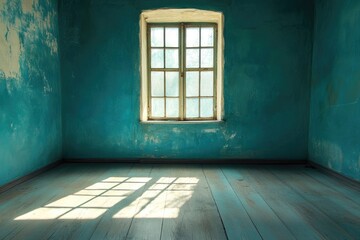 The floor and walls of the room are color as the background , ai