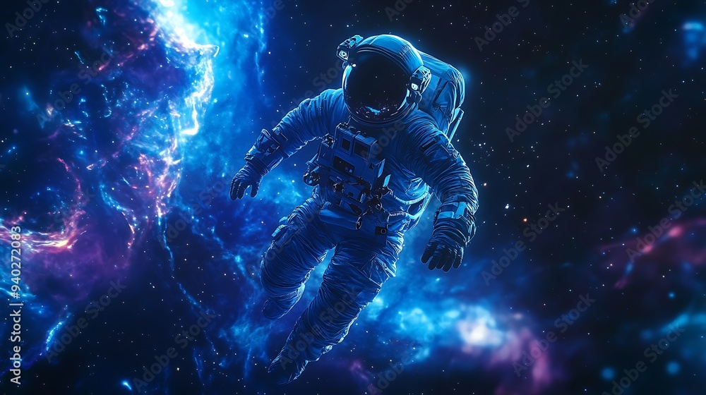 Poster astronaut floating in the cosmic void