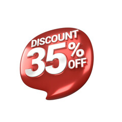 3d sales red and white discount price tag for composition 35 percent, amazing for product promotion