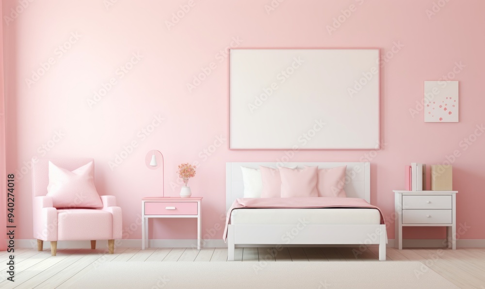 Wall mural Blush Dreams Minimalist Pink Bedroom.jpeg