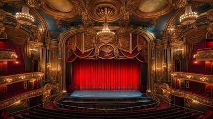 Obraz premium luxury theater with golden details and charming view