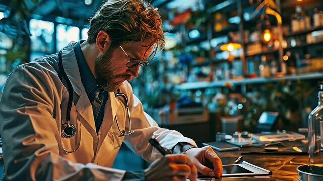 A medical professional is recording the cebtrifuge's serviceability. 
