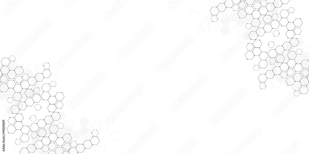 Wall mural vector white technology hexagon background., vector illustration of hexagons pattern. geometric abst