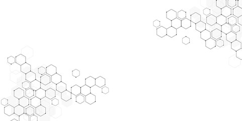 Technology black hexagon diagram concept. Vector abstract technology on a white background.