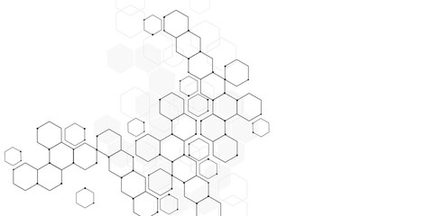 Vector white technology hexagon background., Vector illustration of hexagons pattern. Geometric abstract background with simple hexagonal elements.