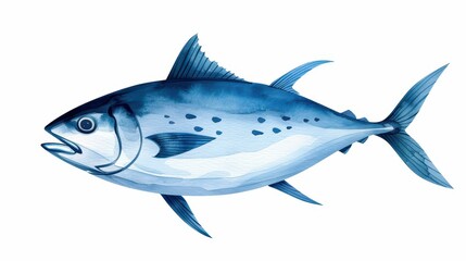 Fototapeta premium A detailed watercolor illustration of herring, showcasing its unique shape and vibrant colors against a clean white backdrop.