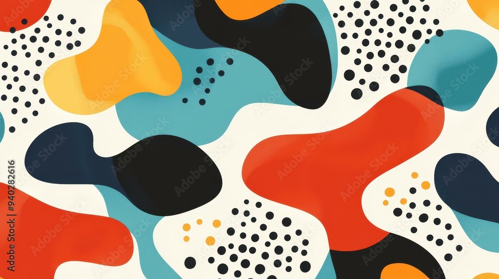 Poster explore unique dotted abstract forms with a modern twist, featuring distressed textures in a fun car