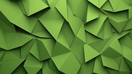Obraz premium Vibrant green banner featuring polygonal triangles, perfect for modern, cartoony style designs.