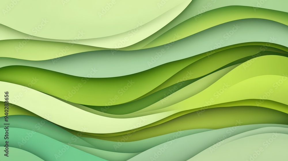 Poster a sleek green backdrop featuring modern waves, perfect for adding a fresh touch to any design projec