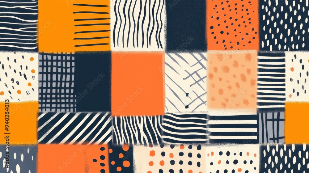 Poster colorful fabric with a unique checkered pattern and tribalinspired diagonal lines. perfect for a mod
