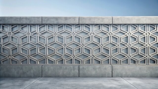 Minimalist parapet wall with geometric patterns in cool gray for a modern appeal , minimalist, parapet wall, geometric