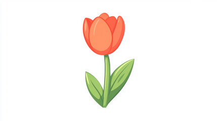 Bright and lively vector illustration of an orange tulip on a green stem, perfect for springthemed designs and decorations.