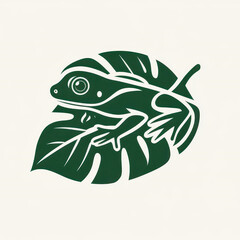 Fototapeta premium A playful frog nestled on a vibrant leaf, capturing the essence of tranquility in natures spalike haven.