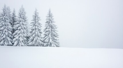 Fototapeta premium Serene Winter Scene: Mountain Landscape Covered in Heavy Snowfall