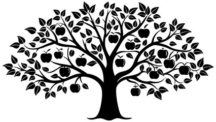 Apple Tree with Hanging Fruit: Detailed Vector Illustration for Design Projects