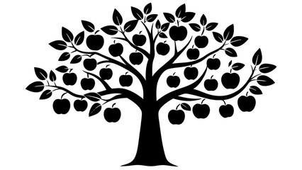 Apple Tree with Hanging Fruit: Detailed Vector Illustration for Design Projects