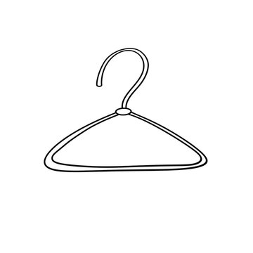 recommend clip art: A white and black drawing of a clothes hanger