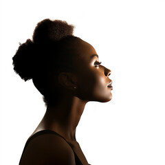 Close up profile silhouette portrait of african american woman