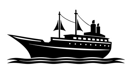 Black and White Ship Silhouette: Classic Vector Art for Creative Projects