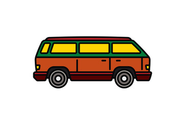 Original vector illustration. An old travel van. A contour icon.