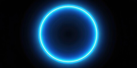 Blue neon circle glowing on black background, neon, circle, blue, glowing, vibrant, electric, abstract, design, light