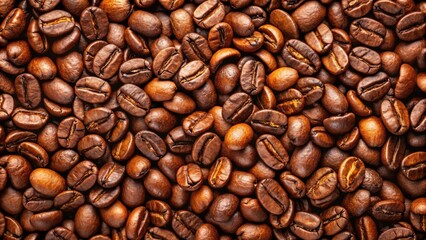 Obraz premium Close-up shot of coffee beans creating a rich and textured surface , roasted, aroma, organic, caffeine, dark, background