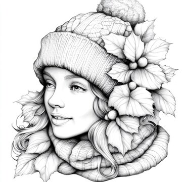 recommend clip art: Winter Beauty in a Knitted Hat and Scarf