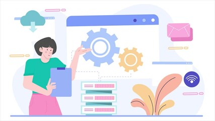Digital solutions for system management and optimization illustration business animated video