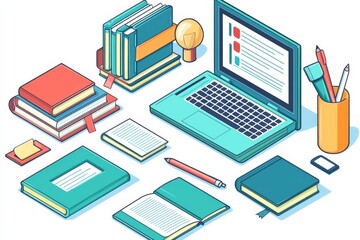 Illustration of educational learning tools set on table created with Generative AI