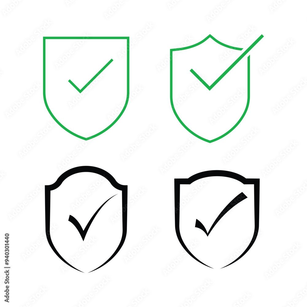 Poster check mark icon in a shield