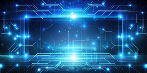 Obraz premium Abstract technology background with digital interface and glowing lines, technology, futuristic, abstract